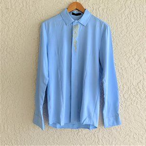 Men's Fitted Button Up Dress Shirt With Gold Embroidery Detail (NWT)